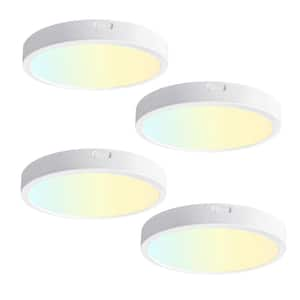 4-Pack 5 in. White New-Ultra-Low-Profile Edge Lit Integrated LED 5CCT Selectable Flush Mount Light Ceiling Light