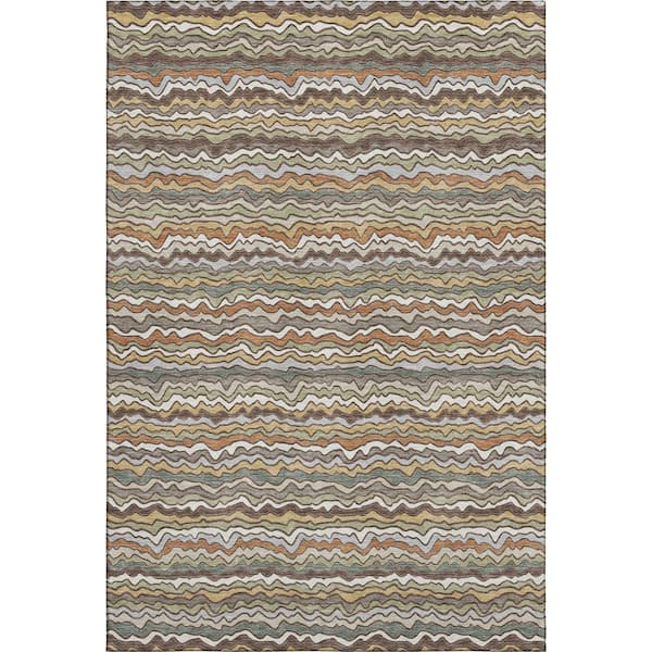 Mayfield Premium Machine Washable Abstract AMF2436 Taupe 10 ft. x 14 ft. Area Rug