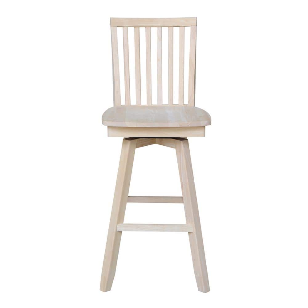 Traditional Rubberwood Swivel Bar Stool in Rich Brown