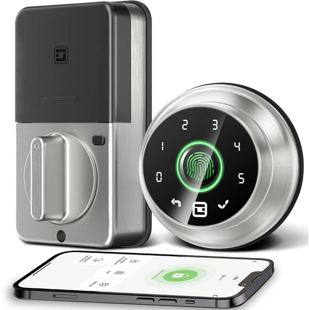 4 in 1 Aluminum Smart Lock Deadbolt with App Biometric Door Knob, Keyless Entry Door Lock in Silver price history on PriceWatchPro