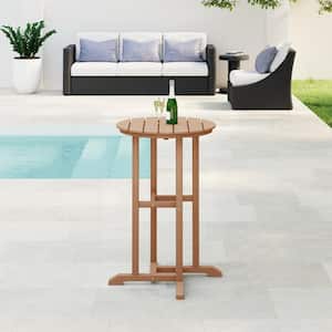 Laguna 24 in. Round Outdoor Dinining HDPE Plastic Counter Height Bistro Table in Teak