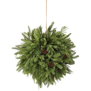 24 in. Green Artificial Evergreen Kissing Ball