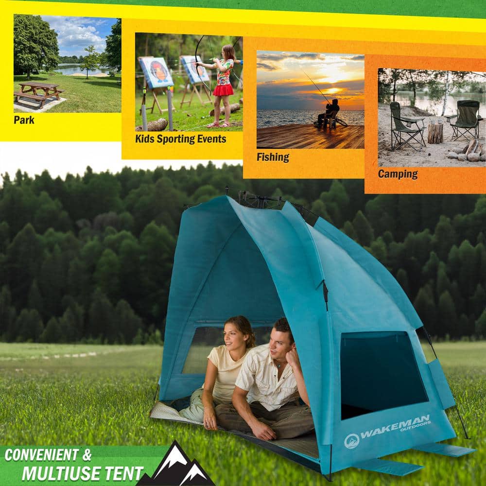 Turquoise 2-Person Pop-Up Beach Tent with Carry Bag