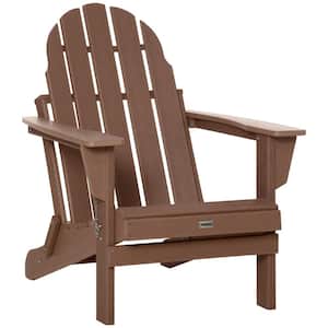 Folding Adirondack Chair, Faux Wood Patio & Fire Pit Chair, Weather Resistant HDPE for Deck, Outside Garden