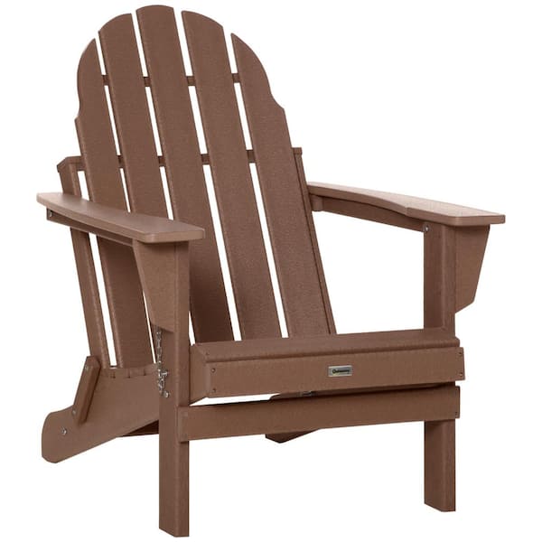 Otryad Folding Adirondack Chair, Faux Wood Patio & Fire Pit Chair, Weather Resistant HDPE for Deck, Outside Garden