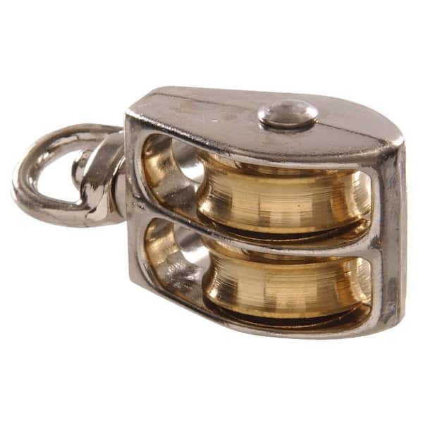 Hardware Essentials Solid Brass Double Sheave Swivel Pulley (3/4")