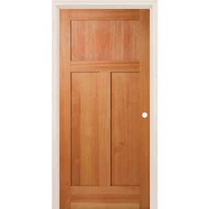 36 in. x 80 in. 3 Panel Craftsman Left-Handed Unfinished Fir Single Prehung Interior Door