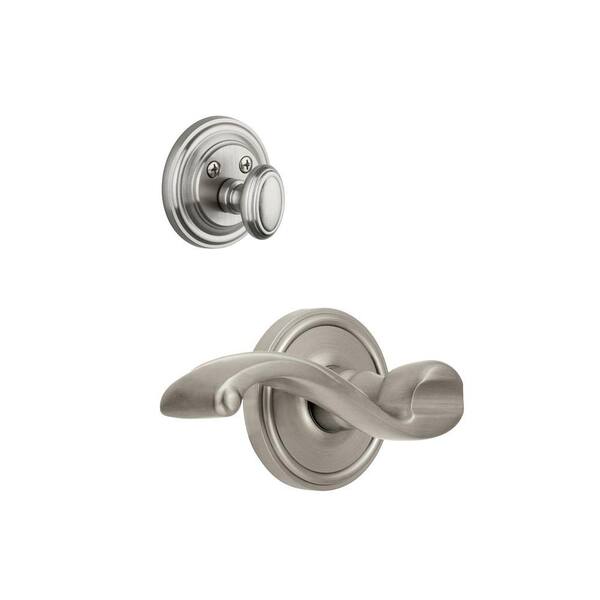 Grandeur Georgetown Single Cylinder Satin Nickel Combo Pack Keyed Alike with Right Handed Portofino Lever and Matching Deadbolt