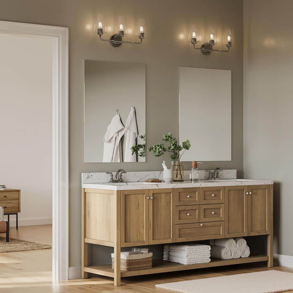 Celino 23.5 in. 3-Light Polished Chrome Bathroom Vanity Light with Clear Glass Shade price history on PriceWatchPro