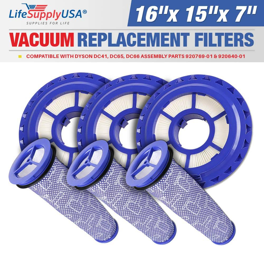 3 Pack Replacement Post HEPA and Pre Motor Filters for Dyson DC41, DC65, DC66 Assembly DY 920769-01 920640-01 -  LifeSupplyUSA, 3ER125+407