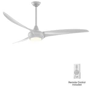 Light Wave 65 in. Integrated LED Indoor Silver Ceiling Fan with Light and Remote Control