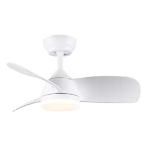 28 in. LED Indoor White Ceiling Fan with Light Remote Control Dimmable