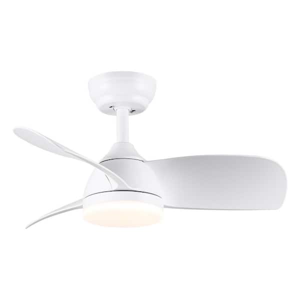 Yardreeze 28 in. LED Indoor White Ceiling Fan with Light Remote Control Dimmable