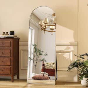 21 in. W x 64 in. H Arched Silver Aluminum Alloy Framed Full Length Mirror Standing Floor Mirror
