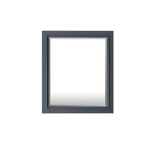 TJAmerican Graydon 26 in. W x 30 in. H Rectangular Wood Framed Wall Hung Beveled Bathroom Vanity Mirror in Steel Grey Finish