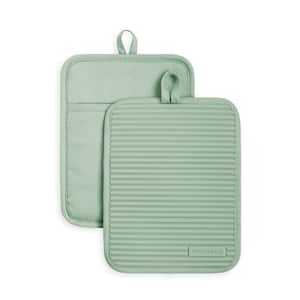 Ribbed Soft Silicone Pistachio Green Pot Holder Set (2-Pack)