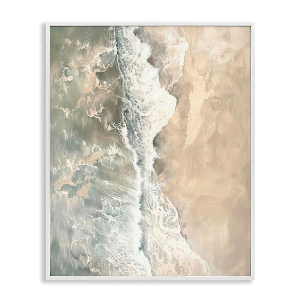 Stupell Industries Vertical Aerial Beach by Petal Prints Design White Framed Nature Giclee Art Print 30 in. x 24 in.