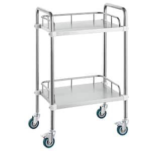 Lab Rolling Cart, 2-Shelf Stainless Steel Rolling Cart, Lab Serving Cart, Dental Utility Cart Kitchen Cart