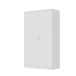 White Storage Cabinet with a Clothes Hanger and Shelf