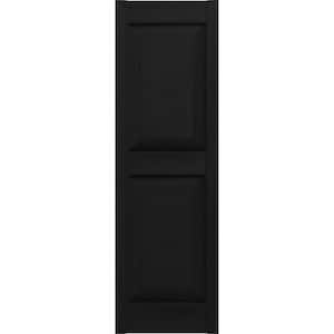 14.75 in. x 43 in. Raised Panel Vinyl Exterior Shutters Pair in Black