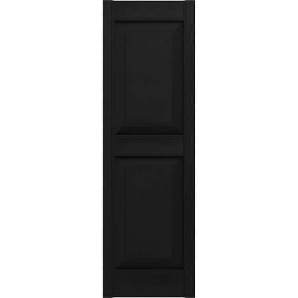 Builders Edge 14.75 in. x 55 in. Raised Panel Vinyl Exterior Shutters Pair in Black