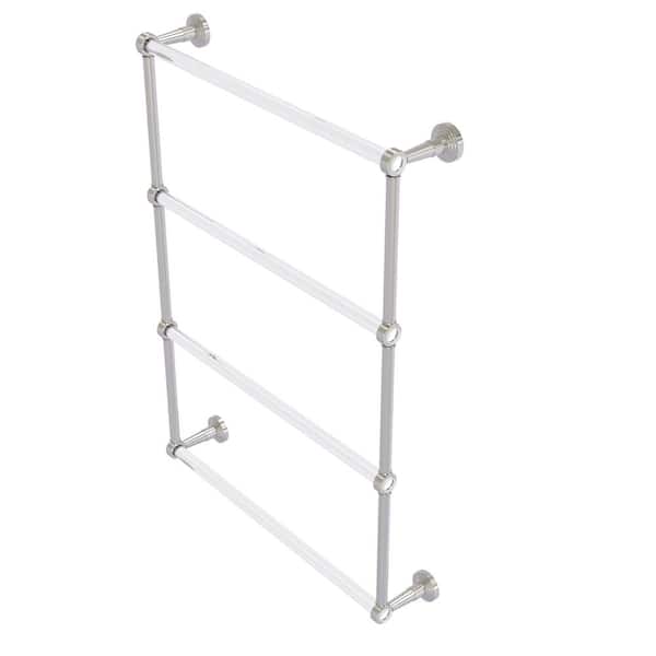 Allied Brass Pacific Beach 4-Tier 24 in. Ladder Towel Bar with Groovy Accents in Satin Nickel