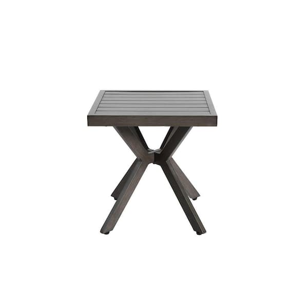 17.72 in. Square Aluminium Outdoor Side Table in Grey