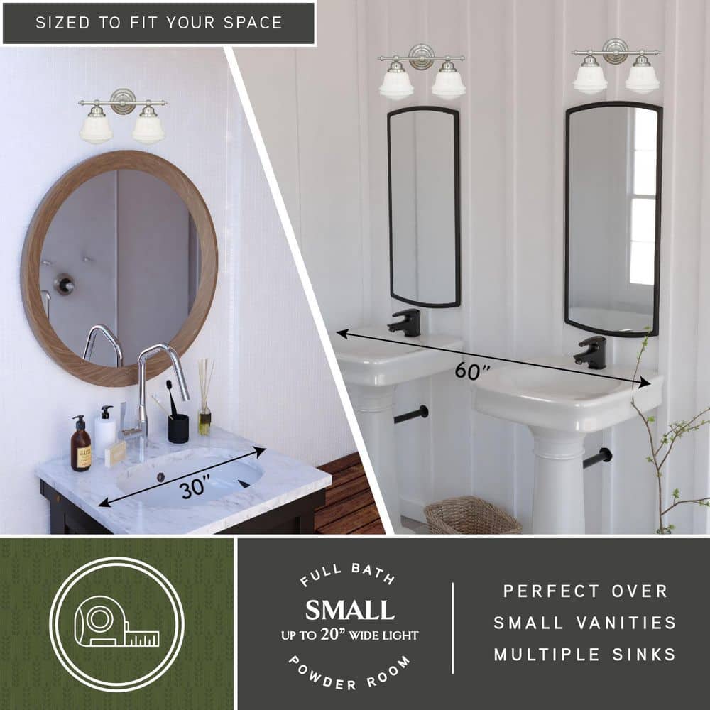 Huntley 16" Satin Nickel and White Glass Bathroom Vanity Light