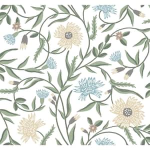 Aster White Green Matte Non-Pasted Wallpaper