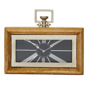 Oak Brown and Silver Table Clock