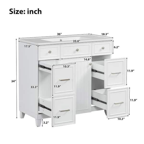 viviページ Boosicavelly 36 in. W x 18 in. D x 33 in. H Single Sink