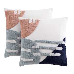 Teagan Multi Color Textured Boho Geometric 20 in. L x 20 in. W Throw Pillow (Set of 2)