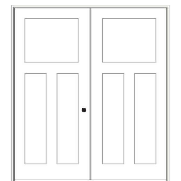 MMI Door 60 in. x 80 in. Smooth Craftsman Left-Hand Active Solid Core Primed Molded Composite Double Prehung Interior Door