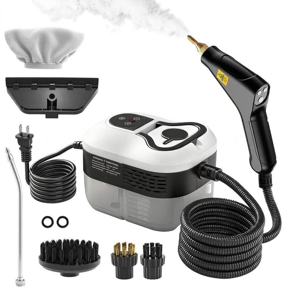 Corded Pressurized Handheld Steam Cleaner with 1.2L Tank, 15s Fast Heat-Up, 6-Level Adjustable for Tile, Grout, Kitchen price history on PriceWatchPro