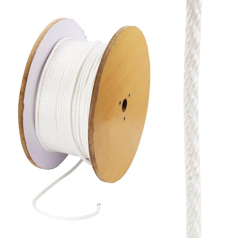Solid Braid Polyester Rope Made in USA White 1/4" x 200 ft 