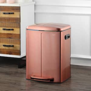 Marco Rectangular 10.5 Gal. Double Bucket Trash Can with Soft-Close Lid, Rose Gold