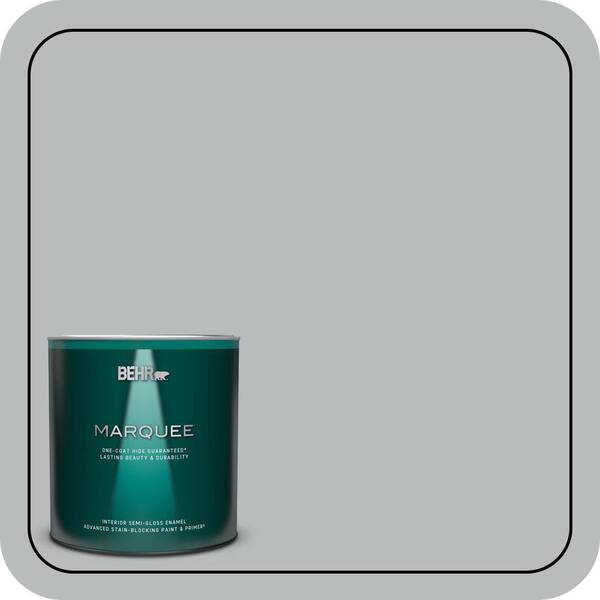 BEHR MARQUEE 1 qt. #PPU18-05 French Silver One-Coat Hide Semi-Gloss Enamel Interior Paint & Primer