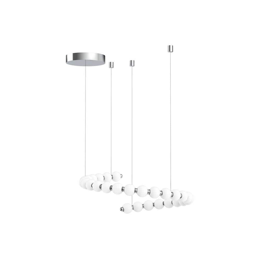 Akoya Chrome and Crystal 28-Light LED Linear Chandelier