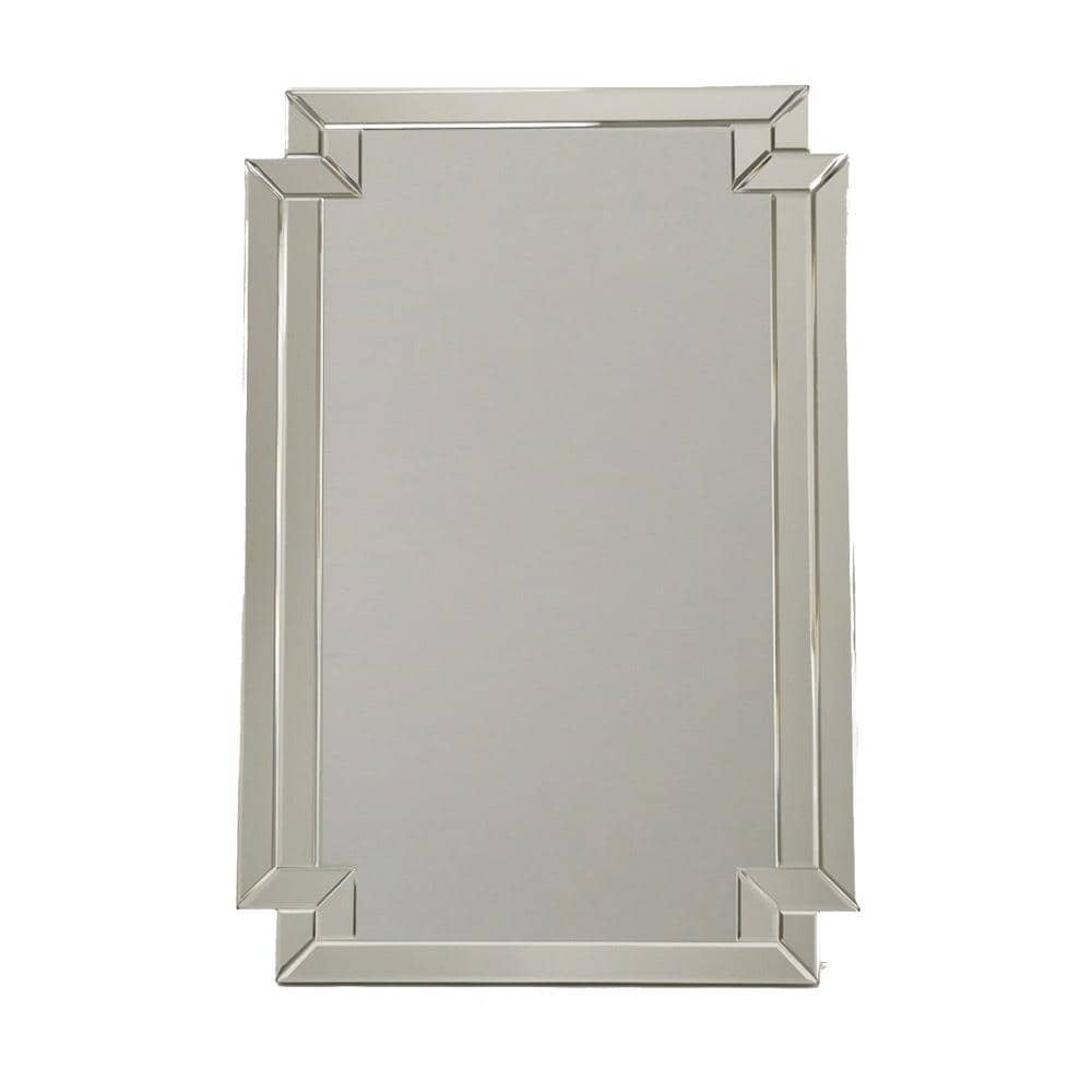 Benjara 0.75 In. X 24 In. Rectangular Wooden Frame Silver Wall Mirror ...