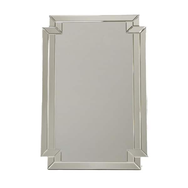 Benjara 0.75 in. x 24 in. Rectangular Wooden Frame Silver Wall Mirror