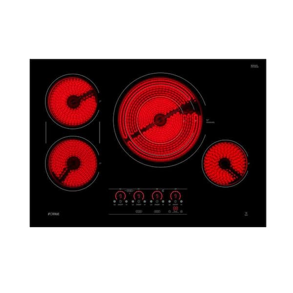 Instant Heat 30 in. 4 Burner Elements Electric Cooktop in Black, Including Quick Boil Burner and Ceramic Glass Surface