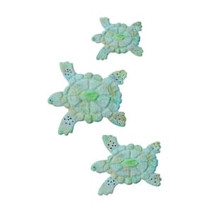 Metal Green Sea Turtle Nautical Wall Art (3-Piece)