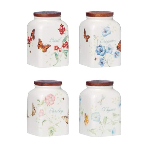 Lenox Butterfly Meadow 4 -Piece Porcelain Cooking Spice Jar Set