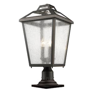 Bayland 22.5 in. 3-Light Oil Bronze Aluminum Outdoor Hardwired Weather Resistant Pier Mount-Light with No Bulbs Included