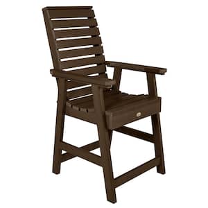 Weatherly Weathered Acorn Counter-Height Recycled Plastic Outdoor Dining Arm Chair