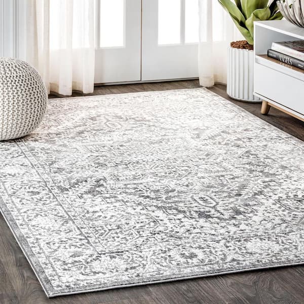 JONATHAN Y Modern Persian Light Gray 8 ft. x 10 ft. Distressed Area Rug
