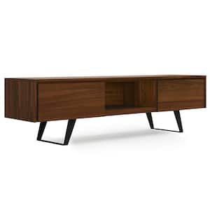 Lowry 72 in. Wide Modern Industrial TV Media Stand in Walnut Fits TVs up to 80 in.