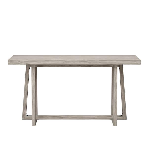 59.84 in. Grey Wood Grain Magnesium Oxide Console Table-Modern & Sturdy Side Table for Indoor/Outdoor Use