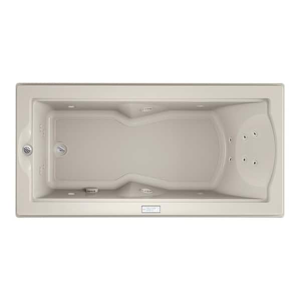 JACUZZI FUZION 70.7 in. x 35.4 in. Rectangular Whirlpool Bathtub with Left Drain in Oyster