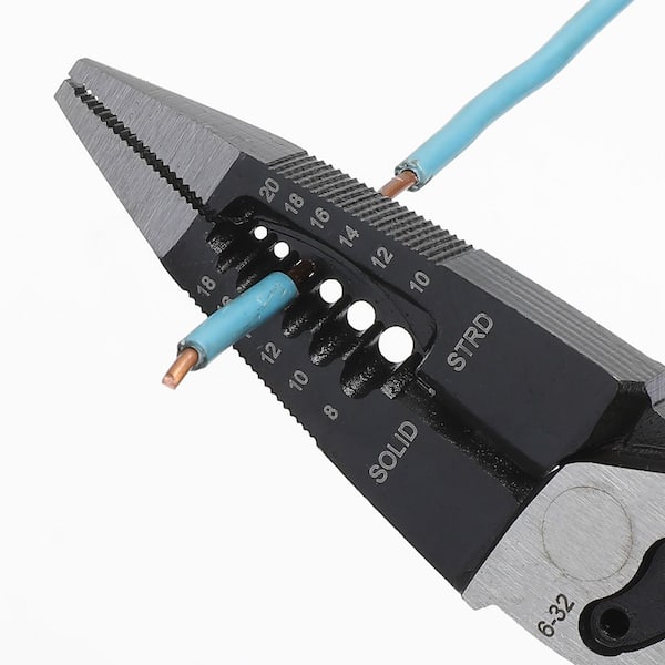 Husky 8 in. Multi-Function Long Nose Pliers with Rubber Handle